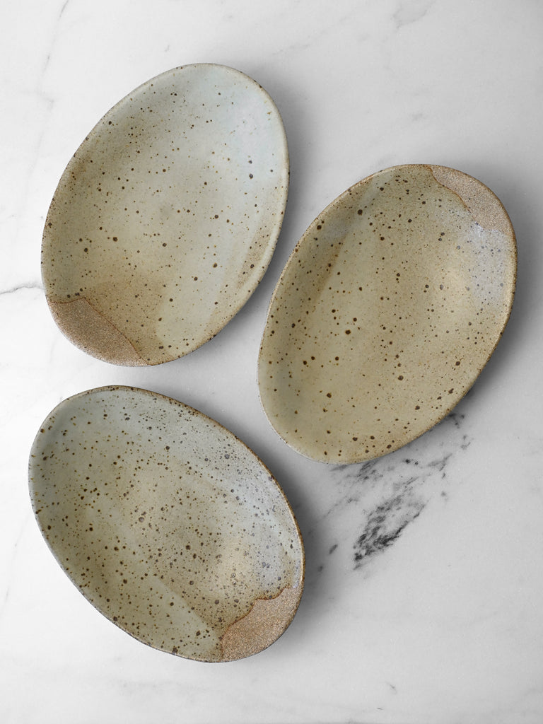 Oval Bowl in Speckled Moss Glaze