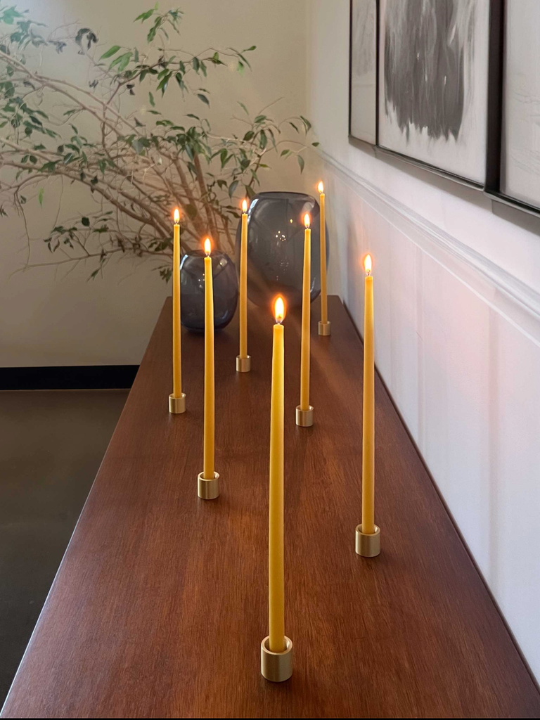 Skinny Beeswax Taper Candles | Set of 10