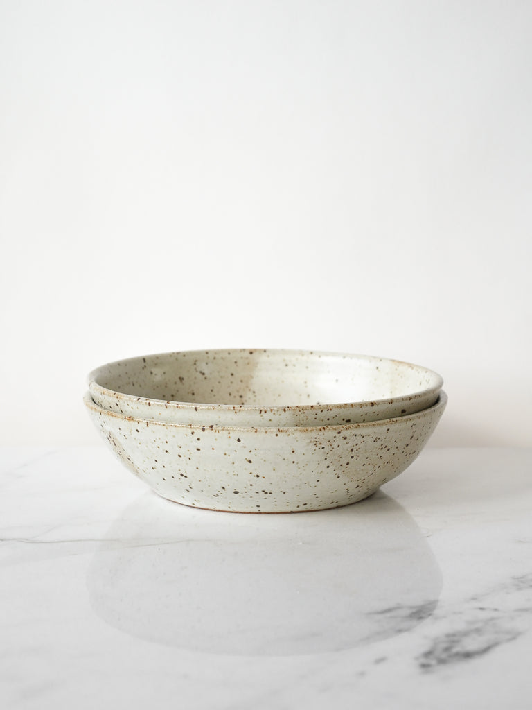White Speckled Serving Bowl